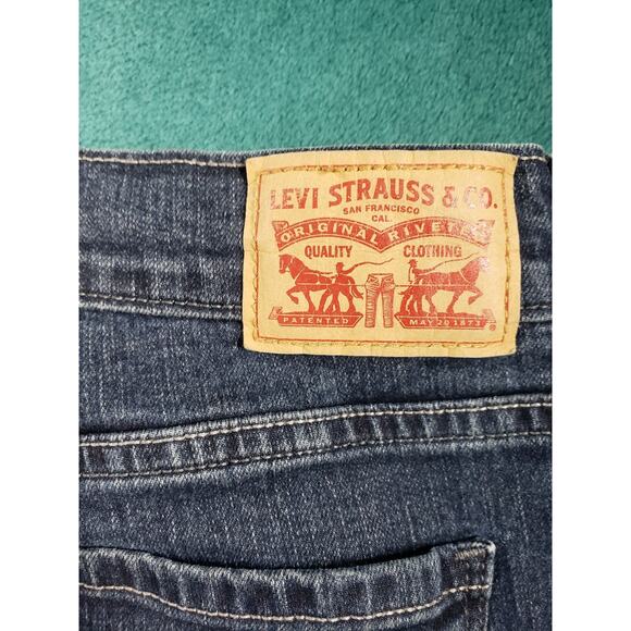 Levis 505 Jeans Size 16 Womens Blue Stretch Pants Mid Rise Curvy Straight - Picture 13 of 14